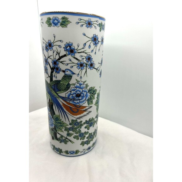 Bird Other - Vintage Asian Floral Bird Decor Gold Trim Vase 10" GAR-G-650